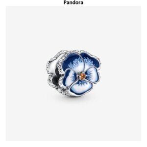 Pandora Blue Pansy Flower Charm